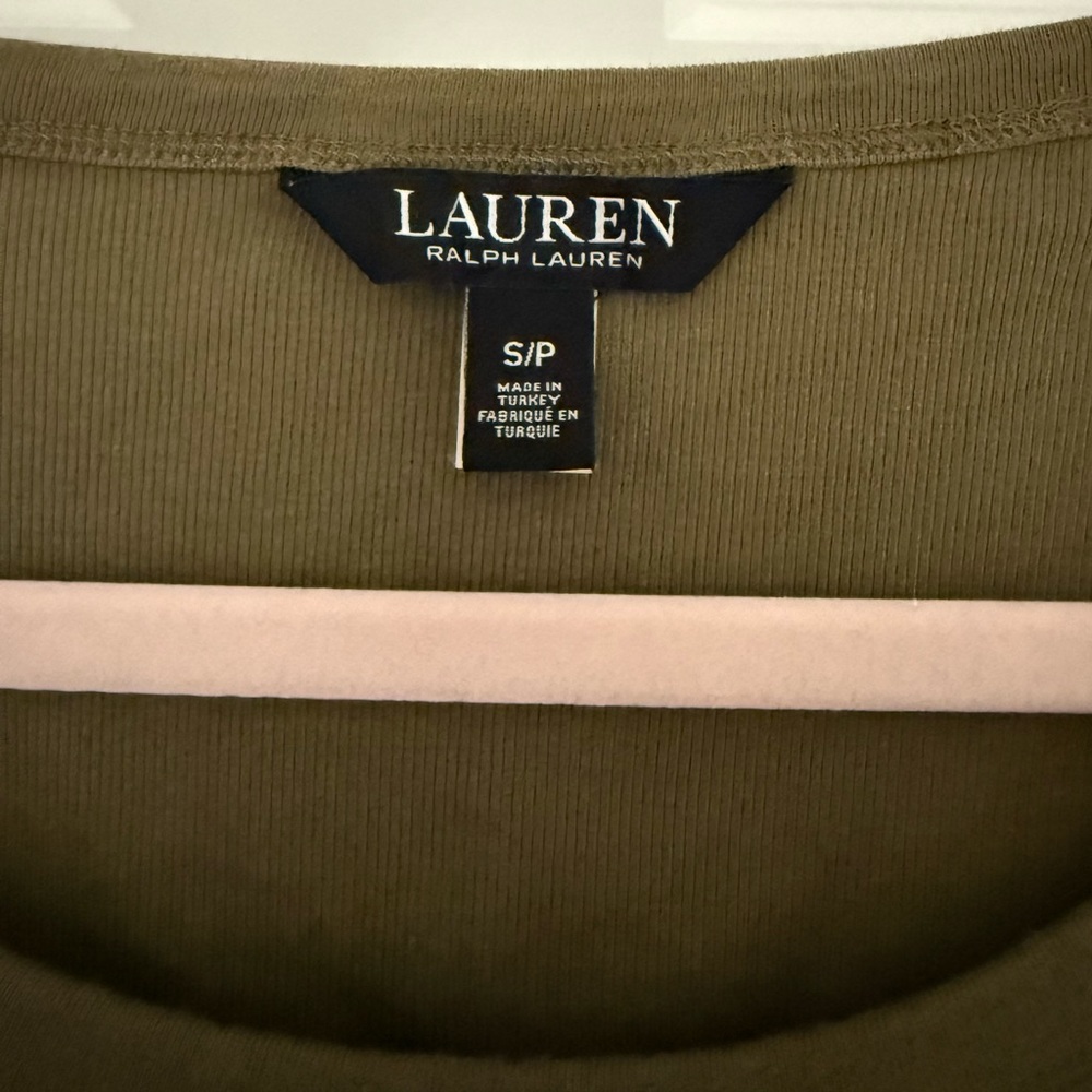 Lauren Ralph Lauren Olive Puff Sleeve Knit Top Size Small - Picture 3 of 4
